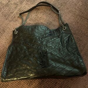 YSL Saint Laurent black leather black monogram shoulder bag excellent condition!